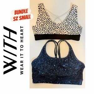WITH Wear It To Heart Sport‎ Bra Bundle Of 2 Sz S Blue Cosmic White Black Starts